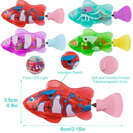 UptVin 4PCS Swimming Robot Fish Toy for Cats, Toy Fish, Robot Fish, Cat Interactive Pet Toy Electric Fish with LED Light, Toy Fish Swimming Pet Toy for Cats