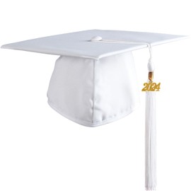 OSBO GradSeason Unisex Adult Matte Graduation Cap with 2024 Tassel for High School and College White