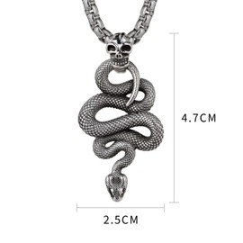 Retro Zodiac Snake Pendant Skull Nautical Anchor Domineering Hip Hop Six-Pointed Star Angel Wing Wolf Eyes of God Men's Trendy Personality Python Pendant Necklace