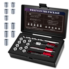 SENNMONN M6X1.0 Metric Thread Repair Kit with Insert HSS Drill, Tap, Installation Driver, Counterbore, Two Sizes Stainless Steel Insert 5PCS 9.4MM and 5PCS 12MM