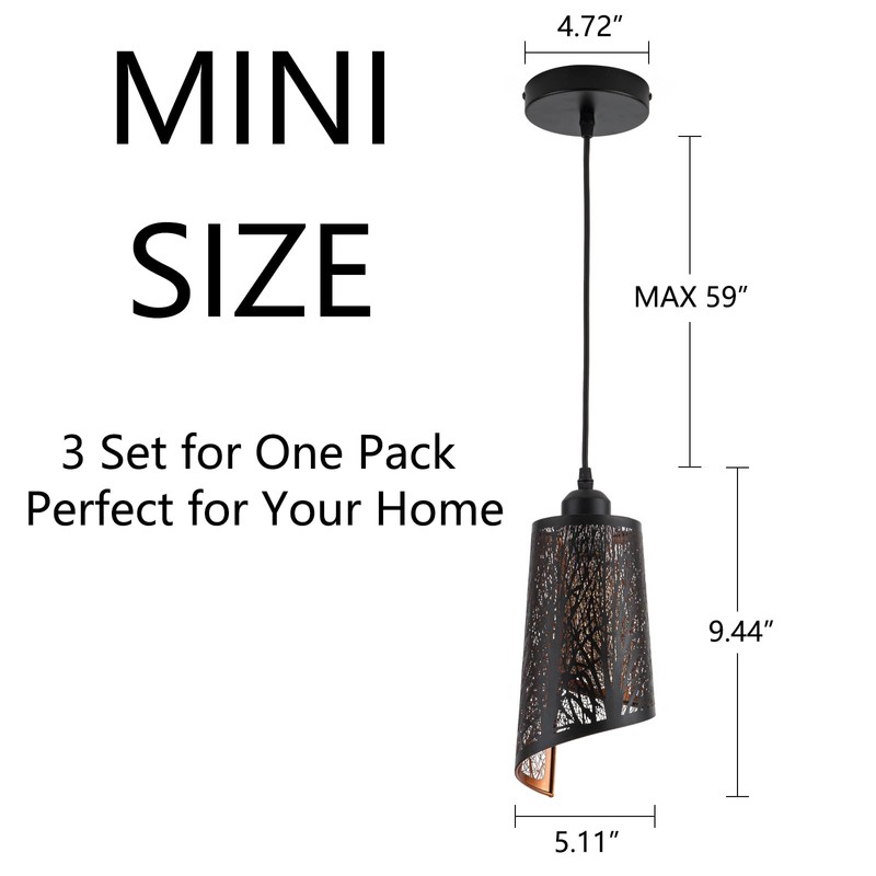 Shining gold Industrial Black Pendant Light Fixture Vintage Mini Black