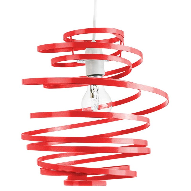 Modern Designer Vibrant Red Gloss Metal Double Ribbon Spiral Swirl