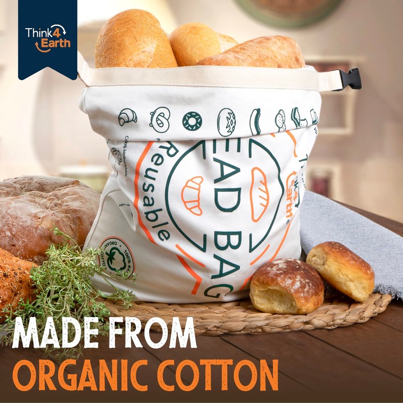 Organic Cotton Bread Bag - Reusable, Premium Bread Bag -