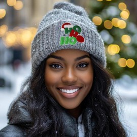 Christmas Shirt DIY, HO HO HO Santa Hat Christmas Embroidered Iron On Patch