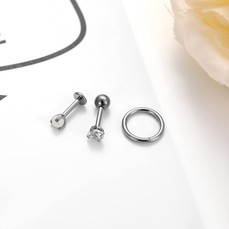 Mabohity 8 mm Nose Piercing 16G Stainless Steel Sleeper Septum