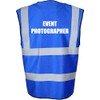 BLUE Hi Vis vest EVENT PHOTOGRAPHER Vest Waistcoat Safety Vest