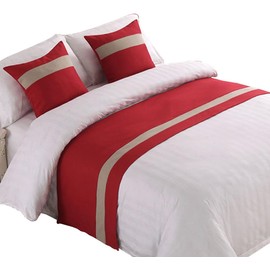 Lightolife Modern Bed Runner Decorative Bed End Scarf for Home Hotel Guesthouse, Red, 93.5x19.5in/ 240x50cm