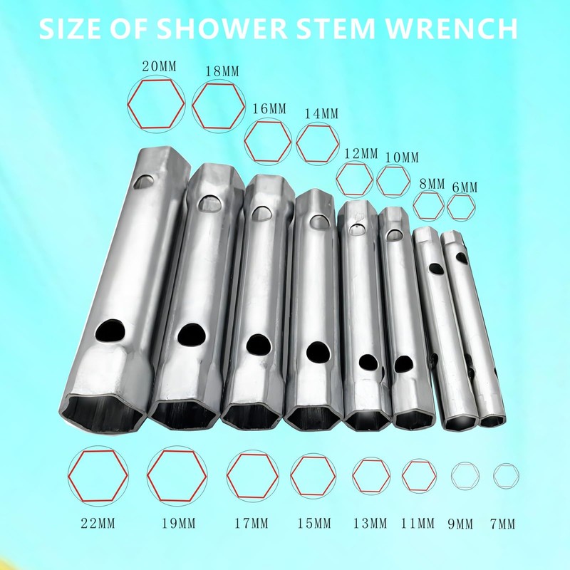 KOSIDA 10Pcs Dual-Ended Shower Valve Socket Wrench Set Faucet Nut