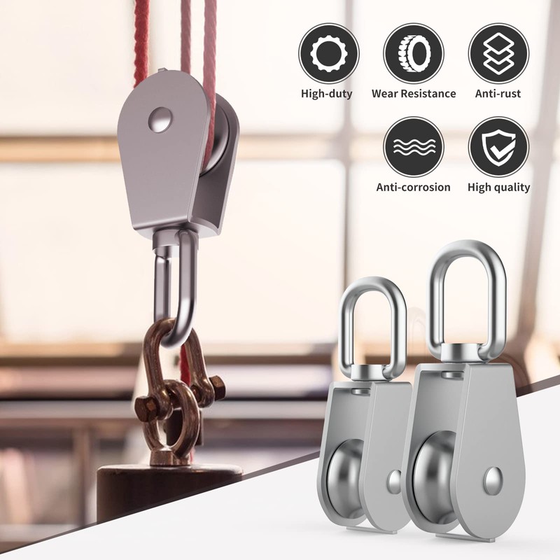 DBREAKS Stainless Steel Pulley, Rope Block with 25 mm Roller,