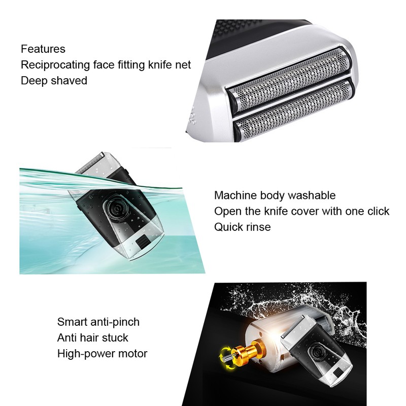 Rechargeable Electric Shaver Reciprocating Men Bald Head Trimmer Beard Shaver