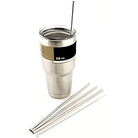 4 LONG Stainless Steel Straws fits 30 oz Yeti Tumbler Rambler Cups - CocoStraw Brand Drinking Straw