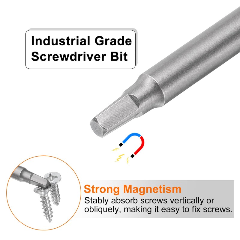 sourcing map 2pcs Square Screwdriver Bit SQ2 1/4" Hex Shank