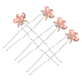 BIUDECO Fashionable Hair Pins 4 Pcs Rhinestone u Shape Butterfly Hairpins for Women Girls