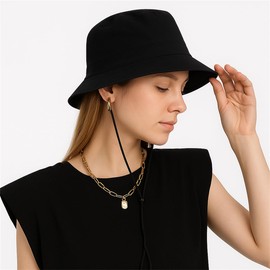 MAEBLA Unisex Bucket Hat with Ponytail Hole - Waterproof Sun Hat for Women Men - Quick Dry Foldable Fisherman，Bucket Hat with Ponytail Hole Black