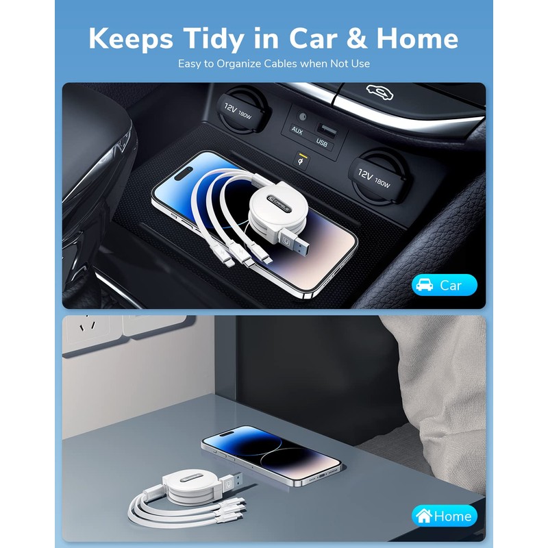 Cable de carga retráctil 3 en 1, cable de carga