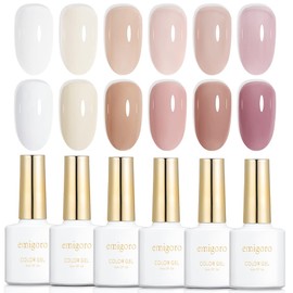 Emigoro Color Gel Nail Set of 6 Colors, Transparent, Self Nails, For Beginners, Sheer Color Gel Nails, 0.3 fl oz (10 ml), UV and LED Compatible