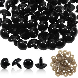 TOAOB Pack of 50 Safety Eyes, Large, 20 mm, Black, Plastic, Crafts, Dolls, Eyes, Button Eyes with Washers for Crochet Animals, Doll, Puppet, Plush Toy, Teddy Eyes