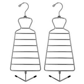 USTECH Multi-Purpose Space-Saving Hanger with Bottom Spinner Hook | Scarf and Tie Holder with Top Folding Hook | Metal Closet Organizer for Men and Women | Chrome Finish for Durability | Pack of 2