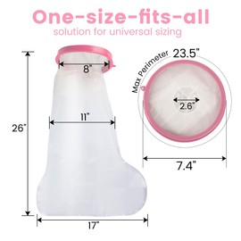 CIVJET Waterproof Cast Covers for Shower Leg, Adult Cast Bag Cover Protector, Showering/Swimming/Bath Boots for Foot after Surgery, Broken Ankle Wound Recovery Supplies/Accessories, Boot, Sleeve, Pink
