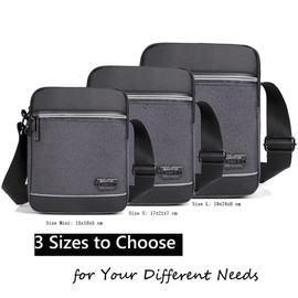 ZAICCI Men Shoulder Bag Waterproof Pouch Bag Small Sling Bag Lightweight Messenger for Phones Wallet Keys (Black, Mini)