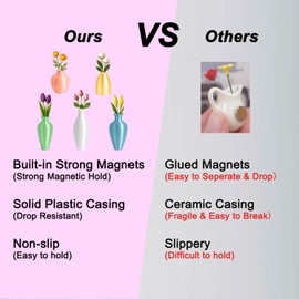 Cute Mini Vase Magnets for Fridge – 5 Pcs Tiny Magnetic Bud Vases for Women – Flower Pots for Refrigerator Decor Kitchen Home – Thoughtful for Plant Lovers (Pastel)