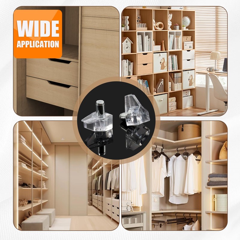 20PCS Clear 5mm Plastic Shelf Support Pegs - Locking Cabinet