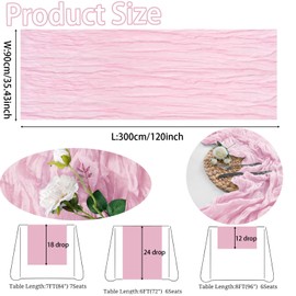 Pink Table Runner, Blush Pink Cheesecloth Table Runner, 90x300cm Rustic Gauze Fabric Boho Table Cover for Wedding Party Banquet Decorations