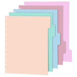 5pcs Discbound Notebook Divider, 11x9in Colorful Plastic Index File Dividers A4 Plastic Discbound Planner Inserts Disc Bound Planner Binder Pocket Inserts for Binder Folder Office Accessories