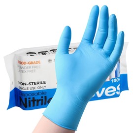 ANBOSON 5 Mil Nitrile Gloves, Latex Free & Powder Free Disposable Gloves for Food Prep, Cleaning, Mechanics (Blue, 100Pcs, Size M)