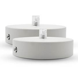 DOJA Barcelona Ceiling Lights Canopy White Pack of 2 Lamp Canopy 100 x 25 mm Ceiling Rose Metal Ceiling Canopy Ceiling Lights Accessories Bedroom Decoration Cable Cover