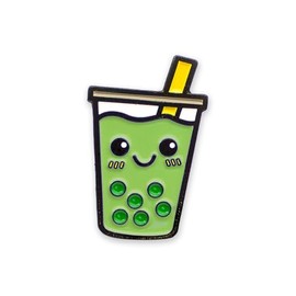 Pin Pin Pals - Enamel Pin Set for Backpack, Bag, Lapel, Kawaii Drink Button Collector - Boba Tea - Green