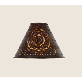 Crackle Black/Red Pinwheel Punched Tin Lamp Shade, Clips on Torpedo Bulb, 2x6x4