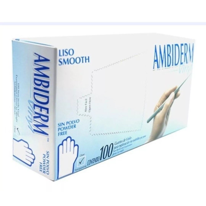 Ambiderm Guante De Vinil Libre De Polvo Ambiderm C/100 Pzas