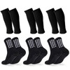 Barrlves 3 Set Kids Grip Soccer Socks and Shin Guard