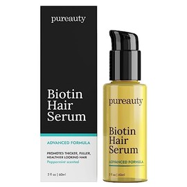 Biotin Hair Growth Serum by Pureauty Naturals - Advanced Topical Formula to Help Grow Healthy, Strong Hair - Suitable For Men  Women Of All Hair...   
