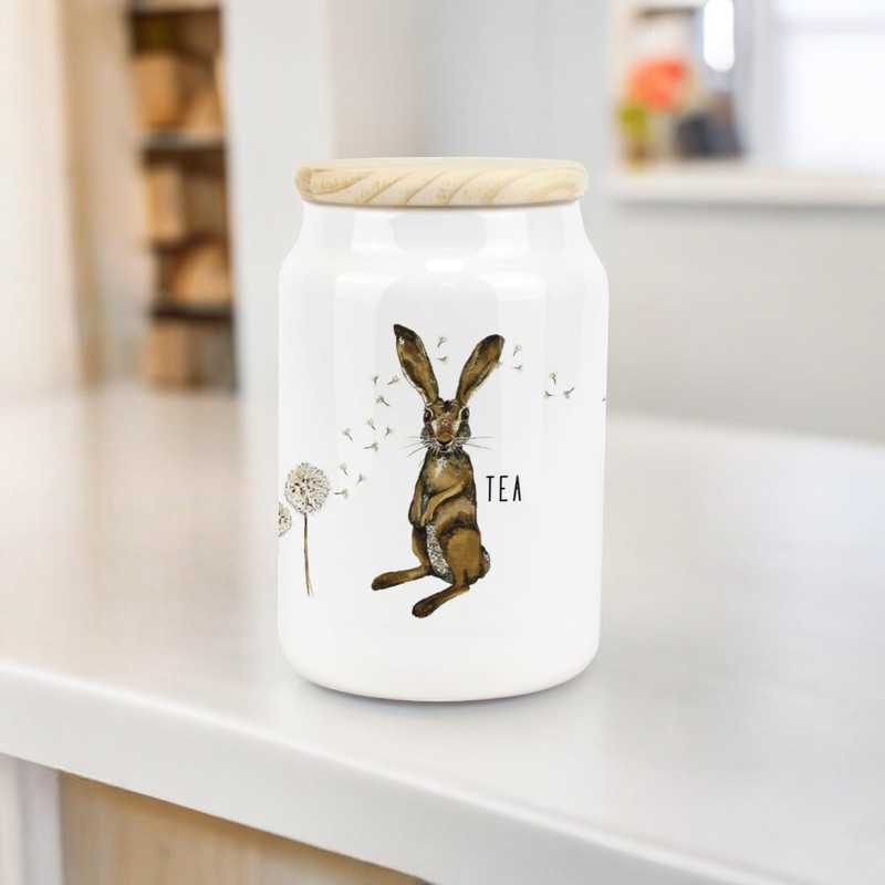 Purely Home Hares & Dandelions Ceramic Decaf Coffee Storage Canister