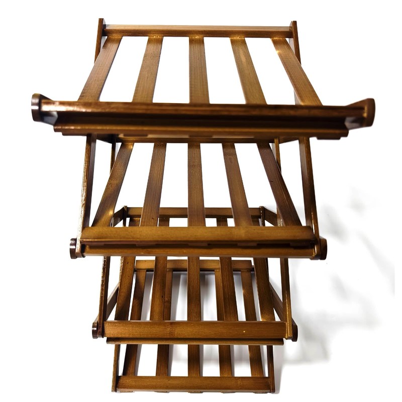 Ayedvan Bamboo Foldable Shoes Organizer Shoe Rack Free Standing Shelf