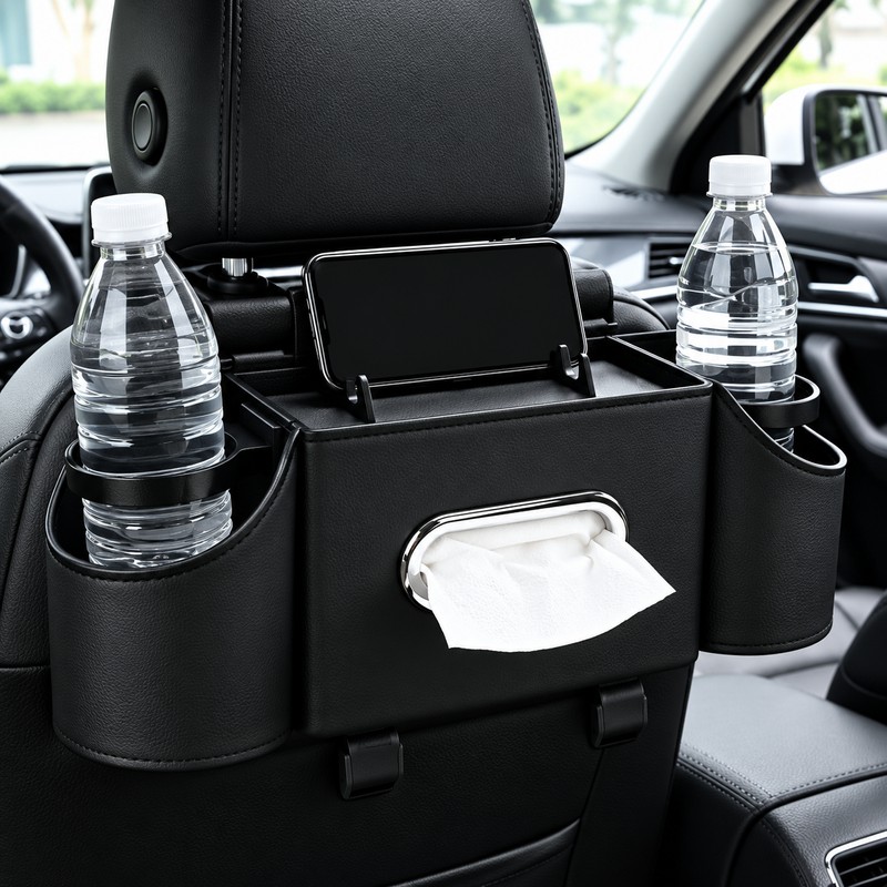 4-in-1 Car Seat Back Organizer for Rear Seat Storage –
