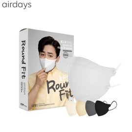 AIRDAYS KF94 Mask Round Fit 50ea, Color#$%Size:BLACK-SS