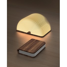 ZBOLE 5.7 Inch Wooden Book Lamp - Portable Folding LED Book Light for Reading, Home & Library Decor, Unique Gift for Book Lovers, Magnetic Night Light (Walnut)