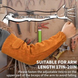 Gnellkoor Leather Welding Sleeves, Real Cow Leather Arm Guards Welding Sleeves Heat & Flame Resistant Arm Protection for Men and Women in Welding Work