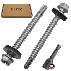 SKIR'CO Pack of 50 Galvanised Roofing Screws 5.5 x 60 mm Hexagonal Head DIN 7504-K Self-Drilling Screws with EPDM Sealing Washers