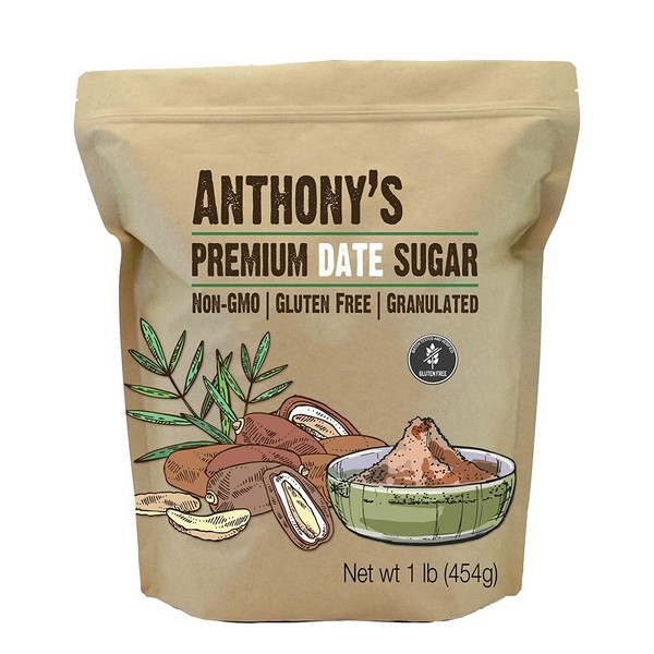 Anthony's Date Sugar, 1 lb, Gluten Free, Non GMO, Vegan, Granulated