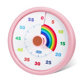 Visual Timer for Children, 60 Minute Rainbow Countdown Timer for Children and Adults with Mute Classroom Desk Tools for Kitchen, Baking, Gym (Pink)