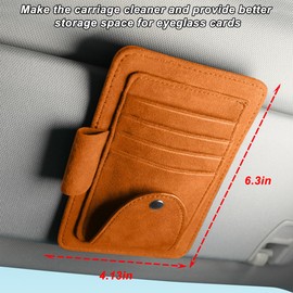 Mandark Car Sun Visor Organizer, Small Leather Vehicle Sunglass Clip Holder for Card License Registration Document Pen, Multifunctional Automotive Sunvisor Storage Pocket, Universal Fit (Orange)