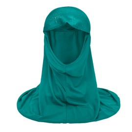 TINAYAUE Girl Muslim Hijab Moslem Scarf for Children Little Girls Head Wrap Easy Pull-on Stretchy Islamic Headscarf Full Cover Shawl Long Turban Cap Anti-UV Arab Scarf Headpiece for 2-6 Years