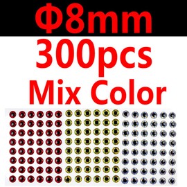 Wifreo 300PCS 3D Bionic Fish Eyes Fly Tying Material Lure Eyes 2mm 3mm 4mm 5mm 6mm (8mm)