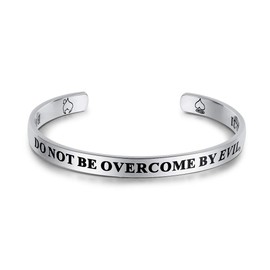 UNY Jewelry Inspirational Quote Do Not Be Overcome by Evil, But Overcome Evil with Good - Romans 12:21 Bangle