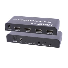 axGear 2X2 HDMI Ver 2.0 4K True Matrix Switch Splitter 2 in 2 Out Display W/Remote