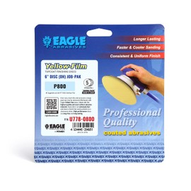 Eagle Yellow-Film 6 inch Super-Tack Sanding Discs JOB-PAK, Grit 800, U778-0800, 5 discs, Hook and Loop